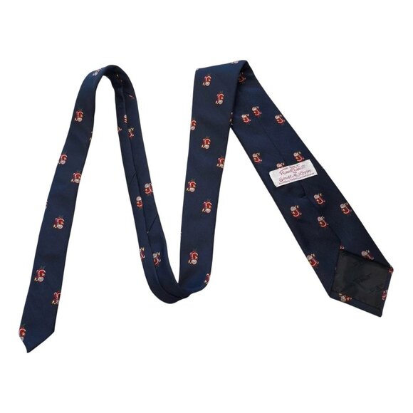 Robert Talbott for House of Logan Hand Sewn Blue Christmas Tie with Santa Claus - Picture 3 of 6